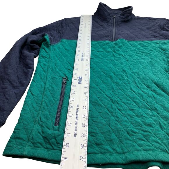 J Crew Sweater Mens M Green Quilted Half Zip Pullover Colorblock Smart Casual - Picture 3 of 16
